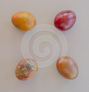 Colorful Easter eggs in bowl