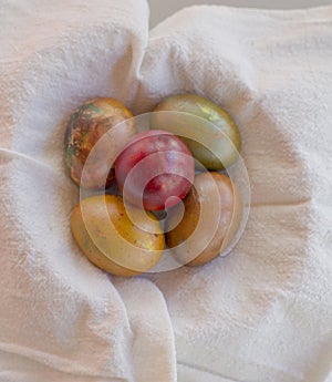 Colorful Easter eggs in bowl