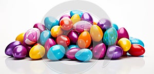 Colorful easter eggs candy isolated on white