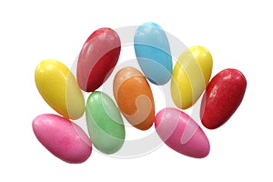 Colorful easter eggs candy isolated on white background
