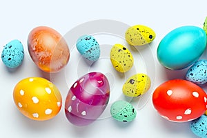 Colorful Easter Eggs composition isolated on white background