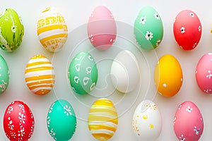 Colorful Easter Eggs composition isolated on white background