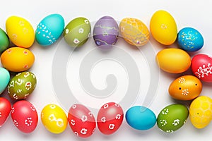 Colorful Easter Eggs composition isolated on white background