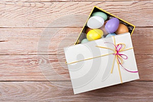 Colorful Easter Eggs decorated in beautiful giftbox