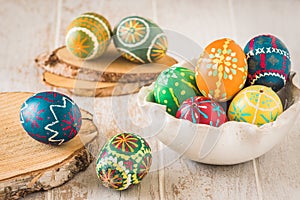 Colorato pasqua uova uscita germania manualmente cera tecnica 