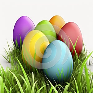 Easter eggs in grass as a generative ai illustration