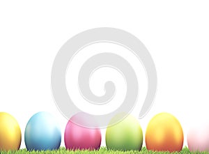 Colorful Easter eggs green grass 3d rendering
