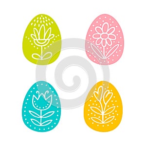 Colorful Easter eggs hand drawn icon set in doodle style