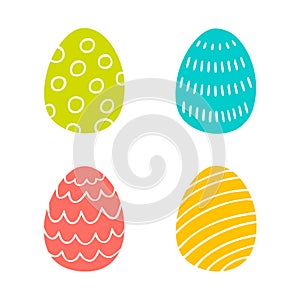 Colorful Easter eggs hand drawn icon set in doodle style