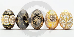 Colorful Easter eggs lined up in a row. Perfect for Easter-themed projects