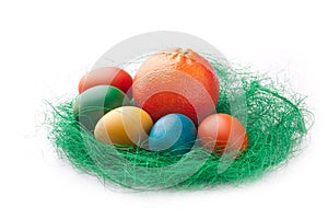 Colorful Easter Eggs with an orange