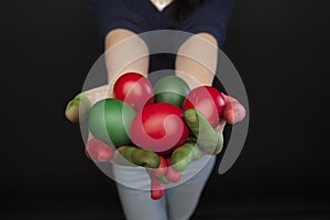 Colorful Easter eggs - red and green