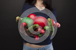 Colorful Easter eggs - red and green