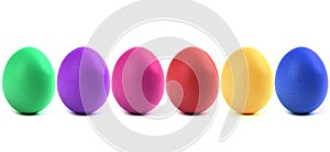 Colorful Easter eggs in a row