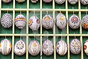 Colorful Easter eggs sold in annual traditional crafts fair in Vilnius