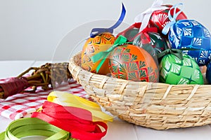 Colorful Easter eggs, traditional decoration for this spring holiday