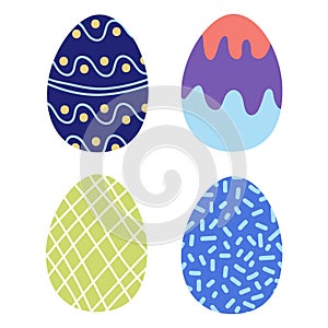 Colorful Easter eggs with various patterns and designs for spring celebrations and decoration ideas