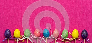Colorful Easter or springtime glittery egg border