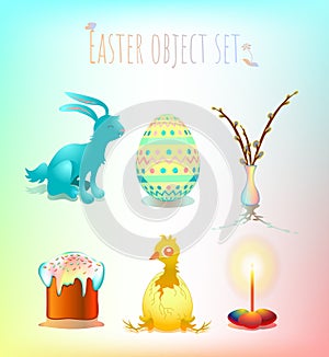 Colorful Easter symbol set