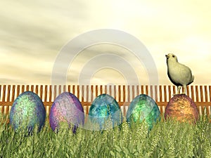 Colorful eggs for easter - 3D render