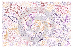 Colorful egyptian hieroglyphics