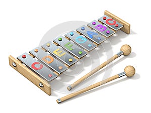 Colorful eight note, one octave xylophone 3D photo