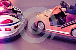 Colorful electric bumper car in autodrom in the attractions at amusement park