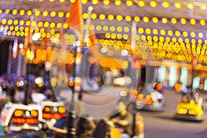 Colorful electric bumper car in the fairground attractions at amusement park.