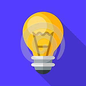 Colorful electric light bulb icon in modern flat style with long shadow. Vector
