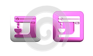 Colorful Electric mixer icon isolated on white background. Kitchen blender. Square button. 3D render illustration