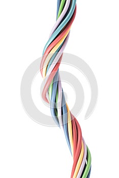 Colorful electrical cable isolated on white