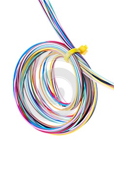 Colorful electrical cable wire isolated on white