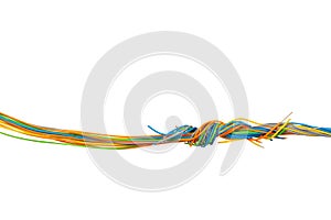 Colorful electrical wire isolated on white