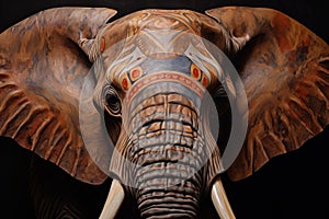 Colorful elephant head closeup. Generate Ai