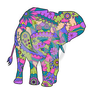 Colorful elephant silhouette