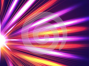 Colorful emerging light beams, futuristic motion background