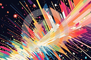 Colorful, Energetic Illustration Of Converging Lines