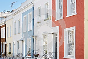 Colorful English houses facades in London photo
