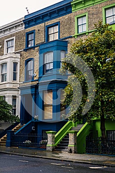 Colorful English houses facades in Notting Hill London