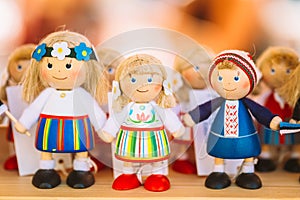 Colorful Estonian Wooden Dolls At The Market