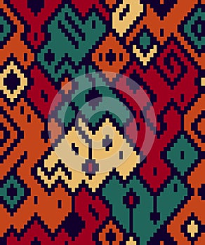 Colorful ethnic abstract geometric pattern kilim rug, vector photo