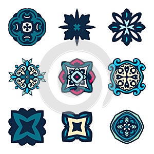 Colorful ethnic decorative elements. Vector set of various ornamental signs