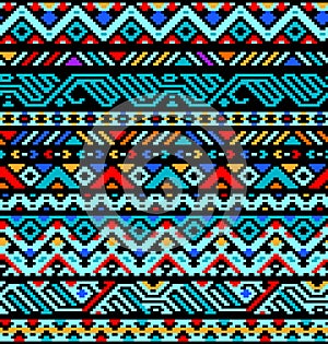 Colorful ethnic geometric aztec seamless pattern,