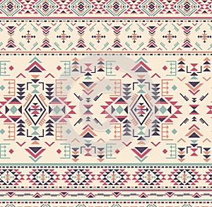 Colorful ethnic seamless pattern with geometric shapes.