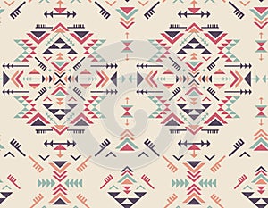 Colorful ethnic seamless pattern with geometric shapes.