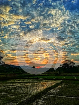 Colorful evining and attractive clouds