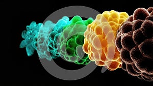 Colorful Evolution of Multicellular Life Showcasing Vibrant Forms and Structures