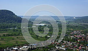 Colorful exalted view from a bird& x27;s eye view to houses in reside