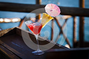 Colorful exotic cocktails on an island of Zanzibar.