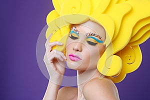 Colorful Exotic Image of Woman Wearing Candy Makeup